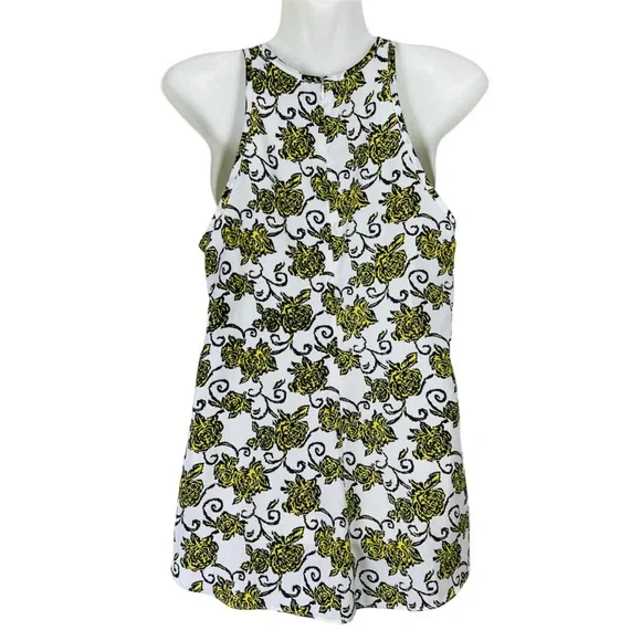 Cue Women’s Tank Top Floral White Yellow Office Relaxed Fit Size 6 (suit 8 also) - Picture 2 of 8